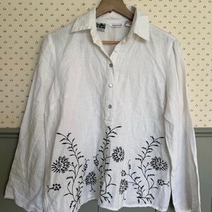 Vintage 100% Irish Linen embroidered shirt